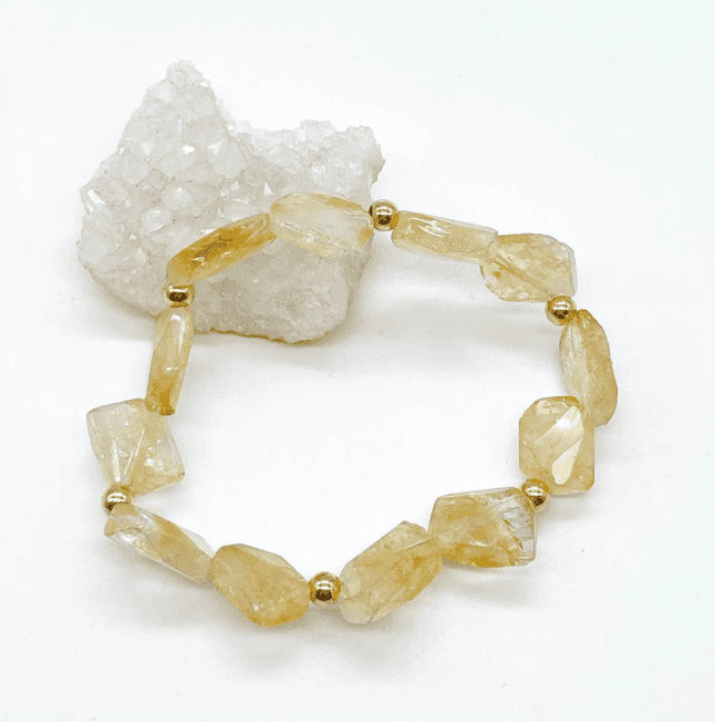 Pulsera de Citrino en Plata 925 Bañada en Oro - Imagen 2