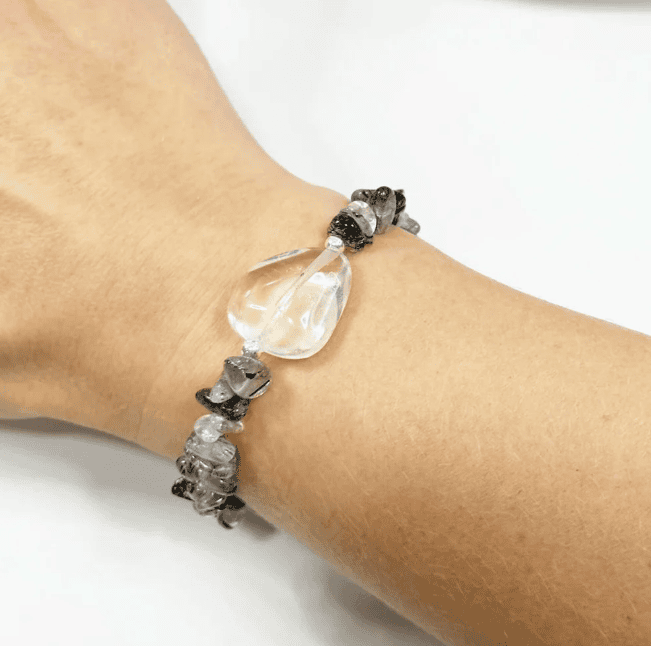 Pulsera Cuarzo blanco y Cuarzo con Turmalina negra - Imagen 2