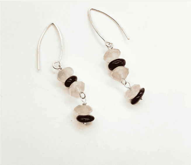 Pendientes de Cuarzo Rosa y Granate en Plata 925 - Imagen 2