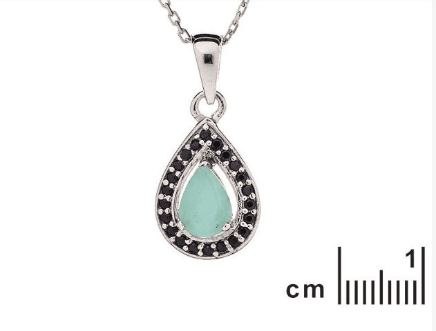 Colgante en forma de gota con esmeralda y espinela, en plata 925 rodiada - Imagen 3
