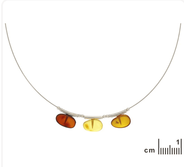 Collar con ámbar multicolor, en plata 925, largo 42 + 4 cm - Imagen 3