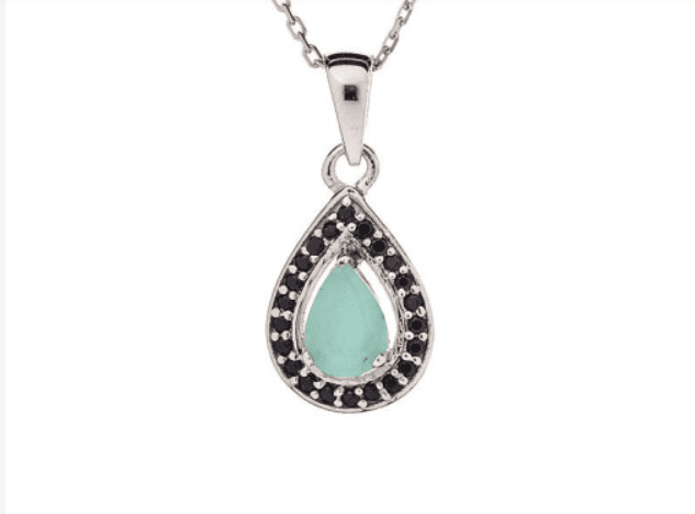 Colgante en forma de gota con esmeralda y espinela, en plata 925 rodiada - Imagen 2