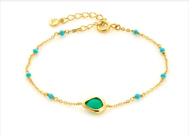 Pulsera con ónix y turquesa, en plata dorado 925 - Imagen 2