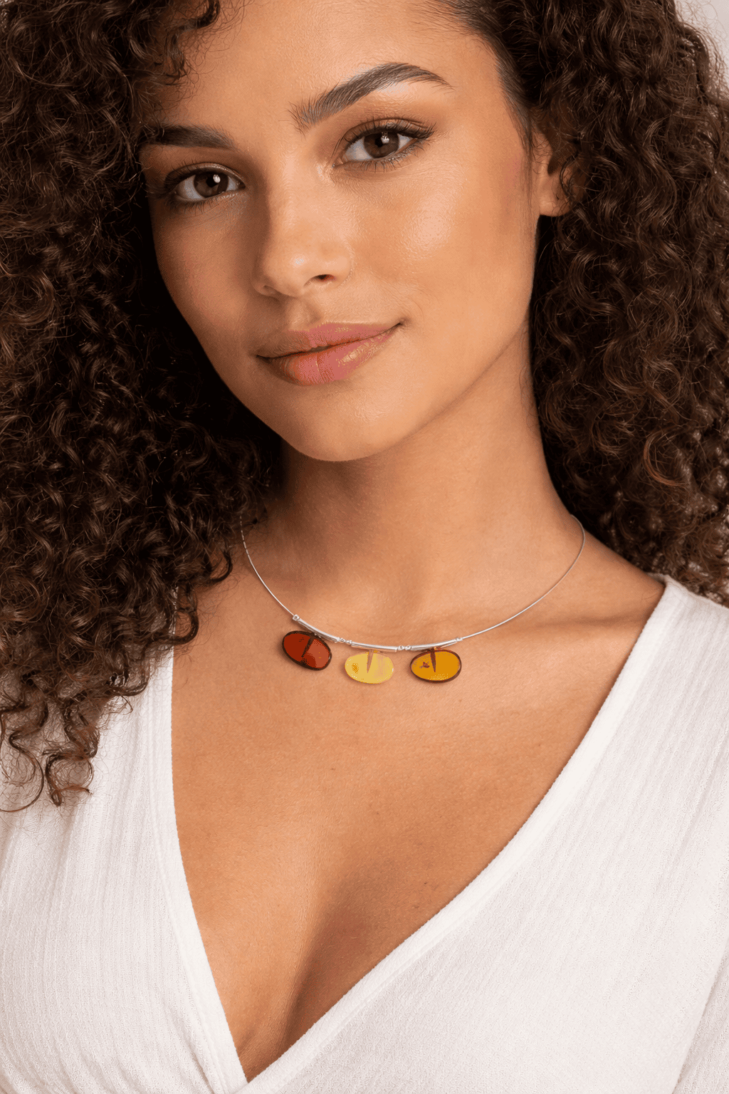 Collar con ámbar multicolor, en plata 925, largo 42 + 4 cm - Imagen 4