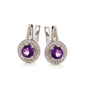 Pendientes de Amatista y Circonitas en Plata 925 Rodiada