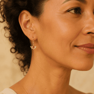 Pendientes Ginkgo con Ámbar Coñac en Plata 925 Dorada