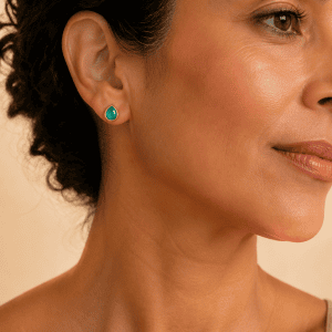 Pendientes de Ónix Verde en Plata 925 Dorada