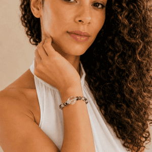 Pulsera Cuarzo blanco y Cuarzo con Turmalina negra