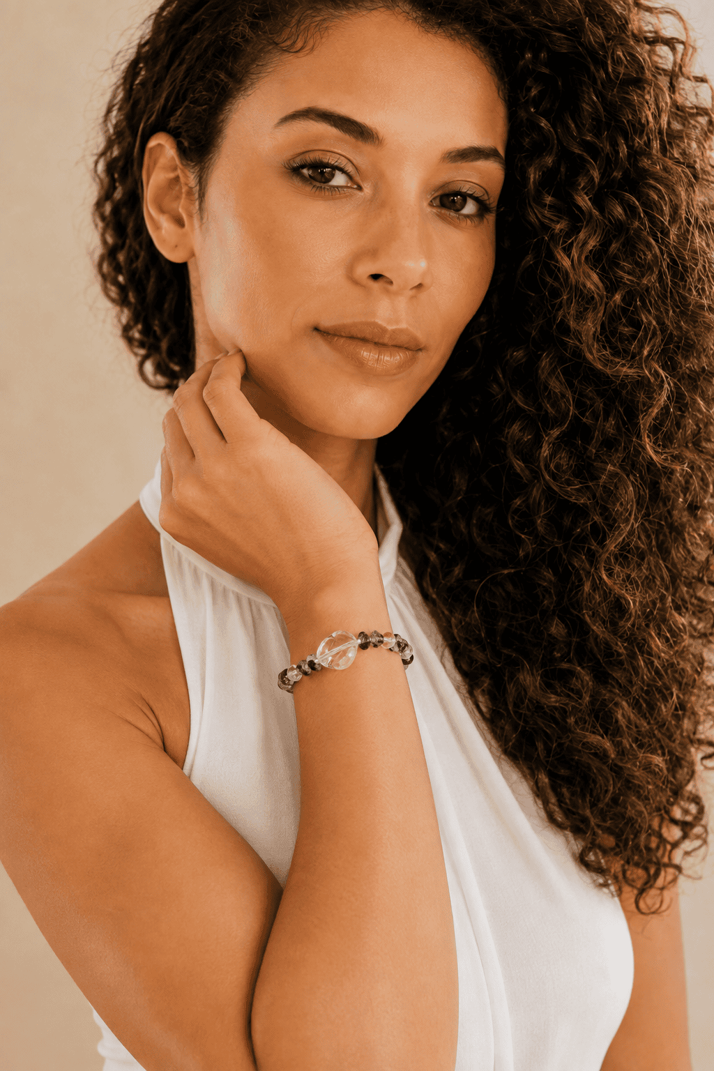 Pulsera Cuarzo blanco y Cuarzo con Turmalina negra