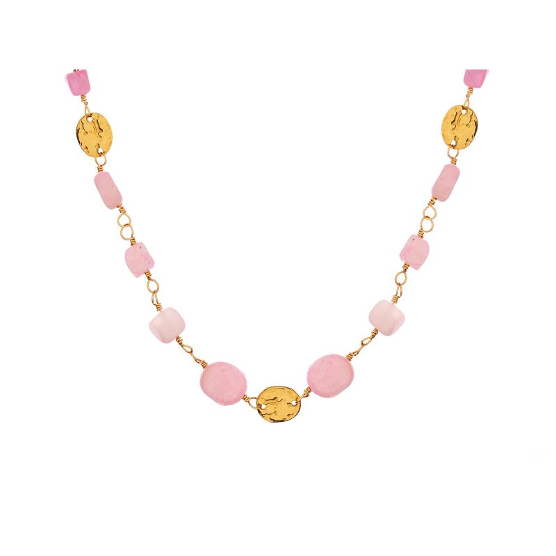 Collar de lepidolita violeta irregular en acero dorado - Imagen 2