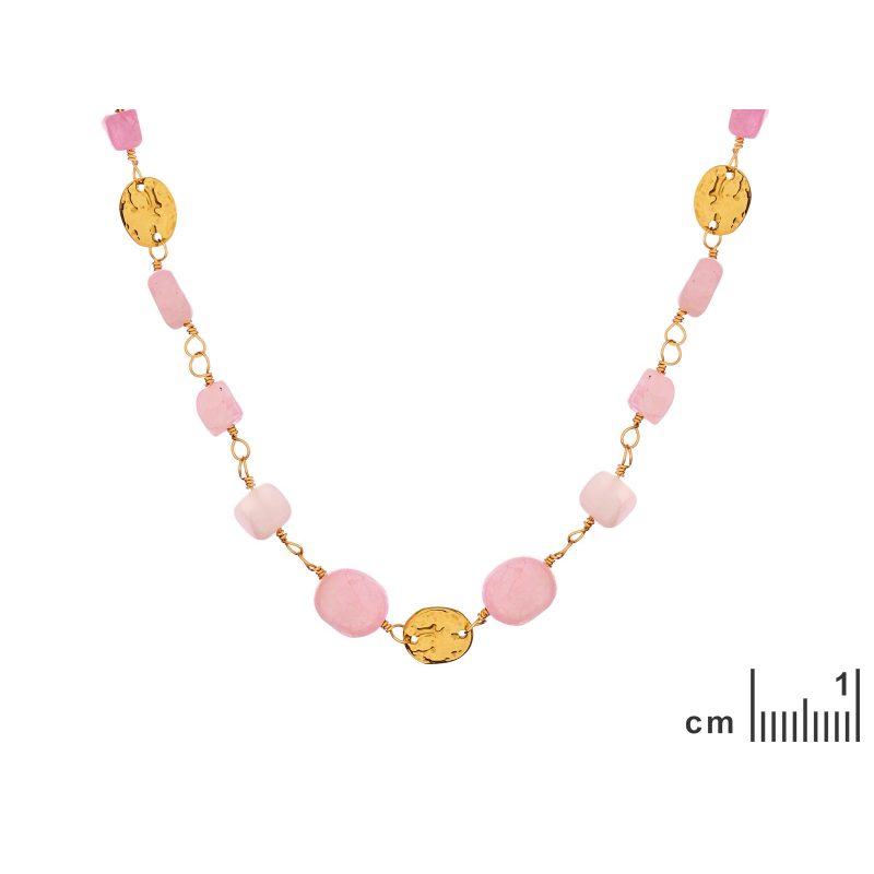 Collar de lepidolita violeta irregular en acero dorado - Imagen 3