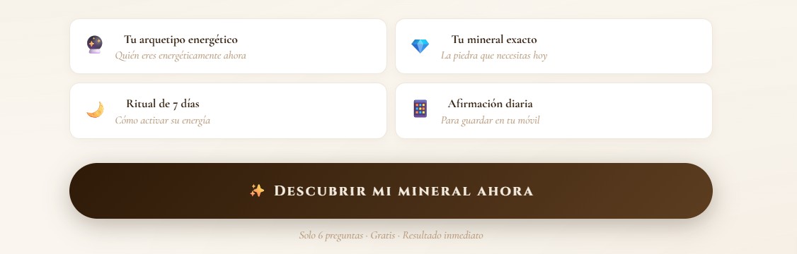 Test gratuito para descubrir tu mineral energético ideal